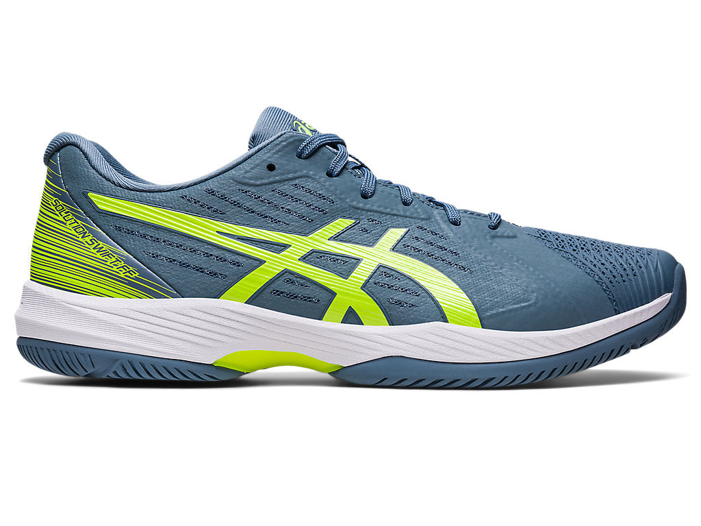 Men's Asics Solution Swift FlyteFoam, Steel Blue/Hazard Green, 9 D Medium