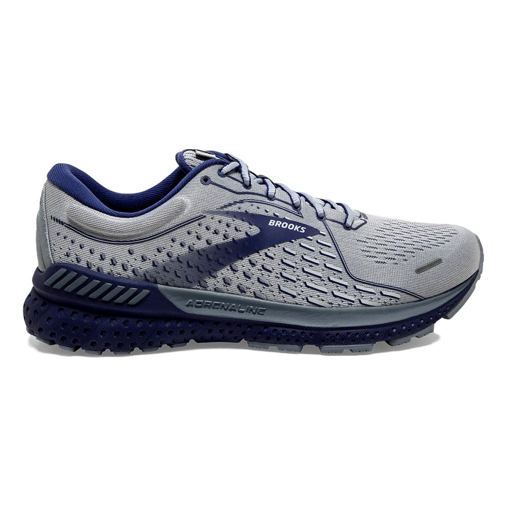 Men's Brooks Adrenaline GTS 21, Grey/Tradewinds/Deep Cobalt, 12 2E Wide