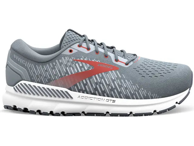 Men's Brooks Addiction GTS 15, Grey/Ebony/Chili Oil, 10 2E Wide