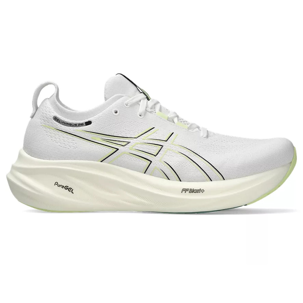 Men's Asics GEL-Nimbus 26, White/Birch, 13 2E Wide