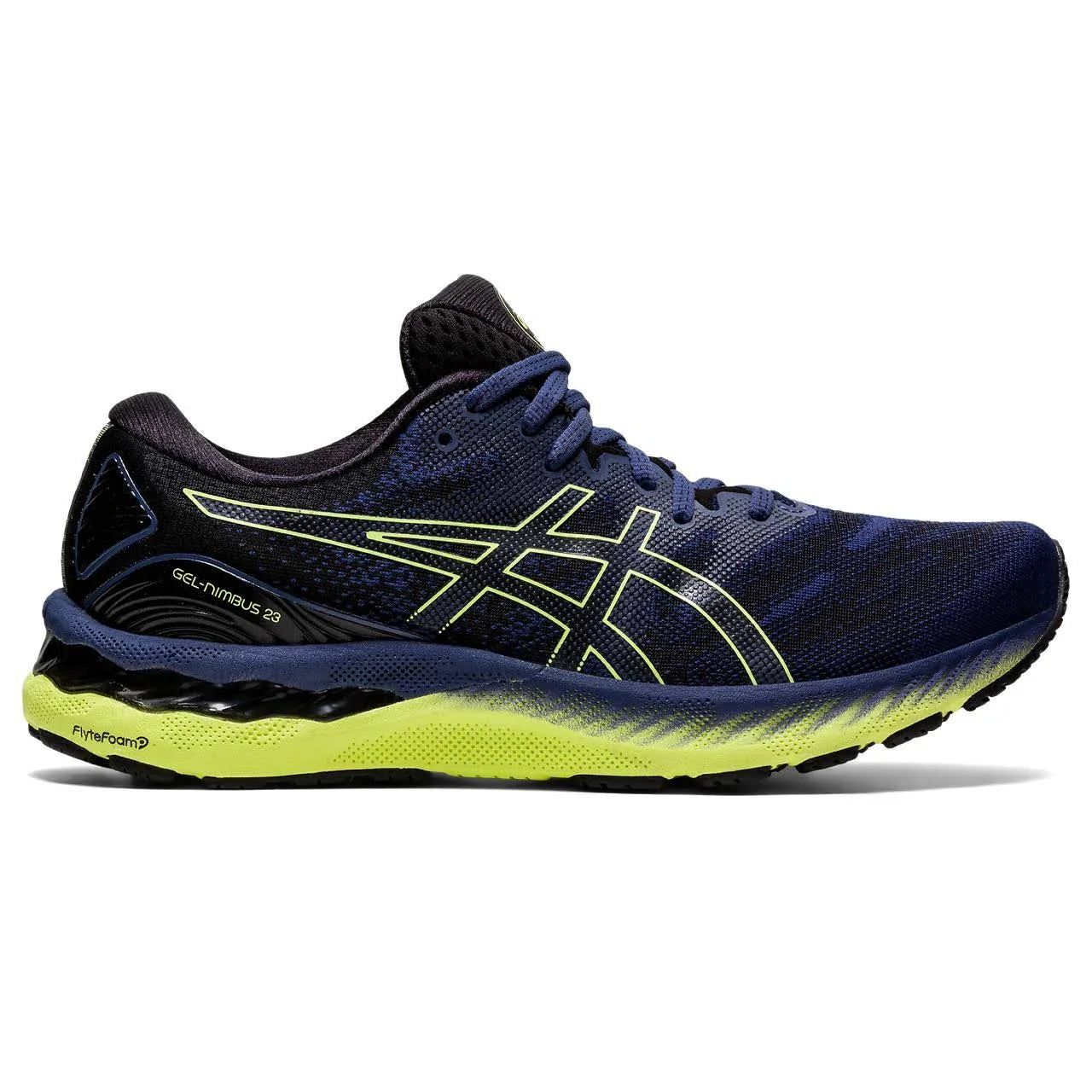 Men's Asics Gel-Nimbus 23, Thunder Blue/Glow Yellow, 12 D Medium