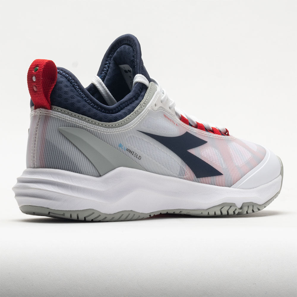 Diadora Blushield Fly 4+ Men's  White/Blue Corsair/Fiery Red